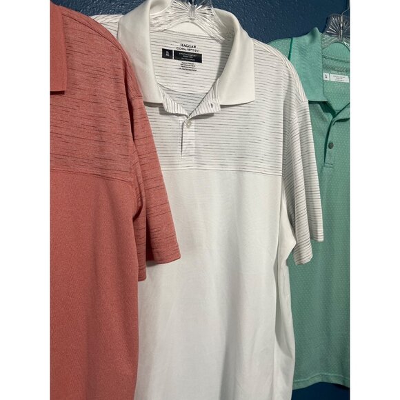 3 Haggar Cool 18 Tec Mens Polo Shirts Bundle XL Quick Dry Stretch Comfort - Picture 3 of 10